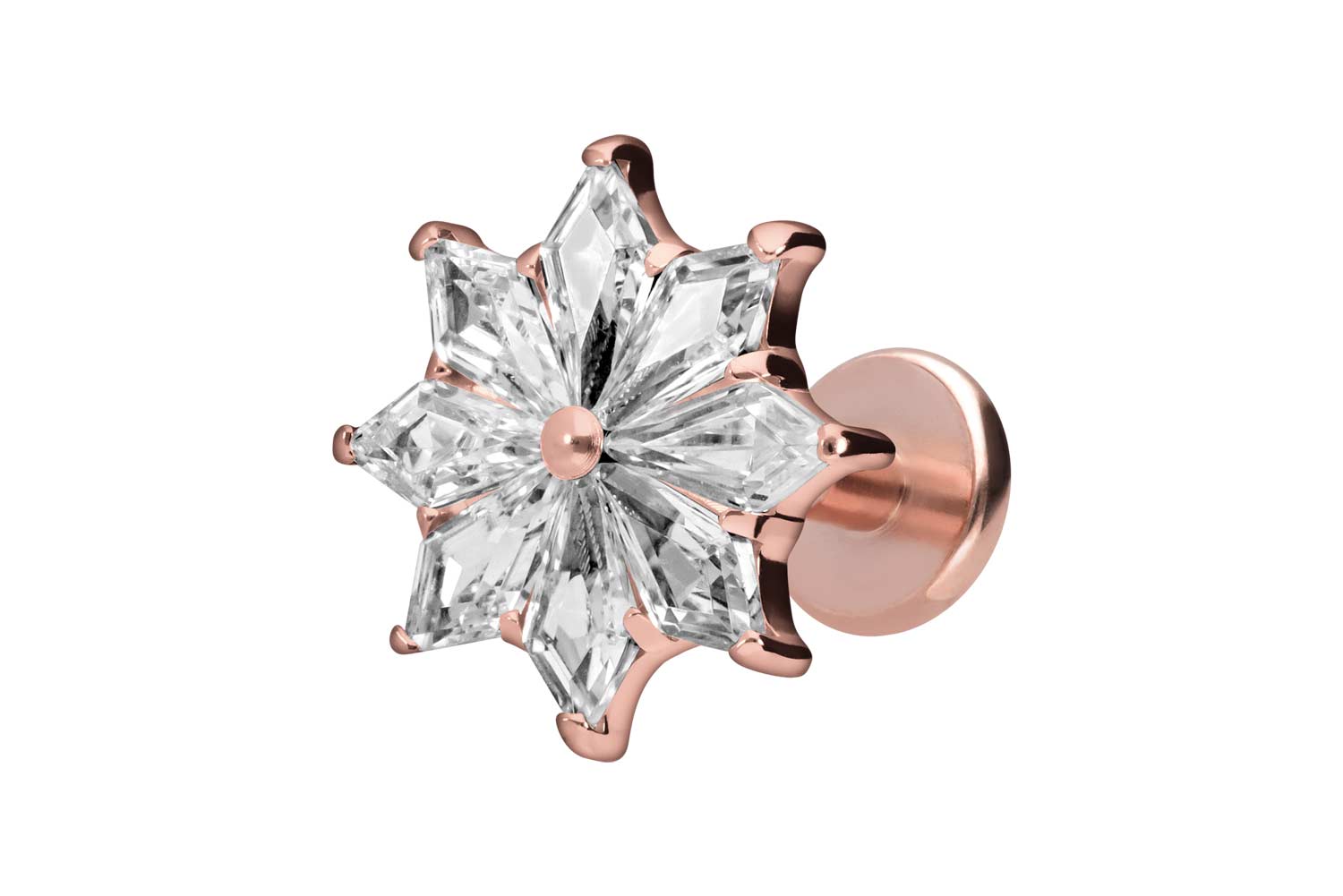 Titan Labret Piercing mit Innengewinde KRISTALLSTERN